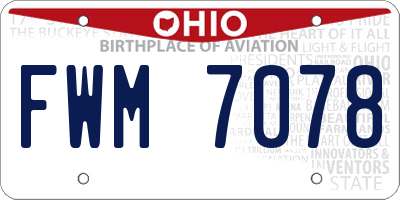 OH license plate FWM7078