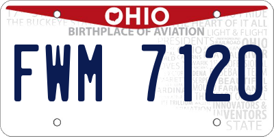 OH license plate FWM7120