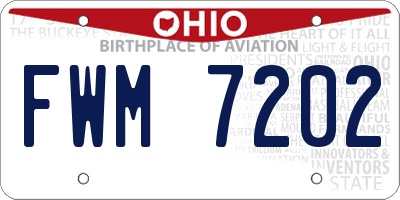 OH license plate FWM7202
