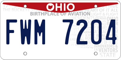 OH license plate FWM7204