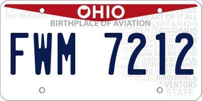 OH license plate FWM7212