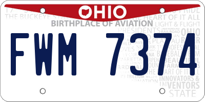 OH license plate FWM7374