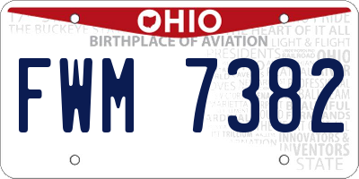 OH license plate FWM7382