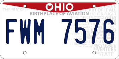 OH license plate FWM7576