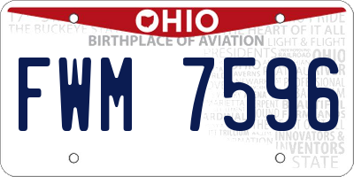 OH license plate FWM7596