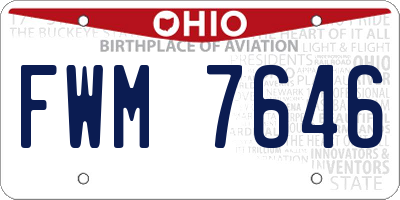 OH license plate FWM7646