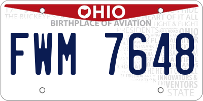 OH license plate FWM7648