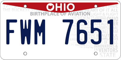 OH license plate FWM7651