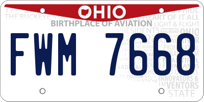 OH license plate FWM7668
