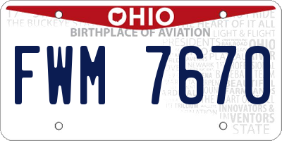 OH license plate FWM7670