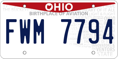 OH license plate FWM7794