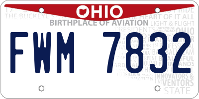 OH license plate FWM7832