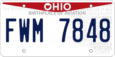 OH license plate FWM7848