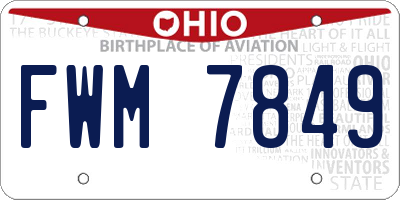 OH license plate FWM7849