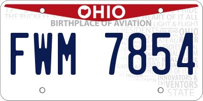 OH license plate FWM7854