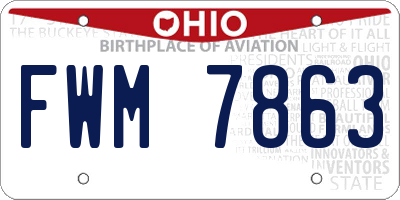 OH license plate FWM7863