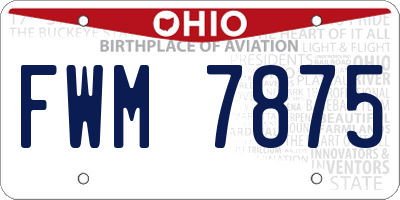 OH license plate FWM7875