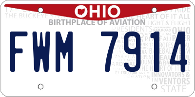 OH license plate FWM7914