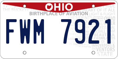 OH license plate FWM7921