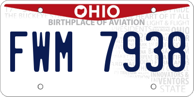 OH license plate FWM7938