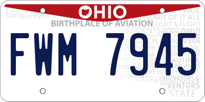 OH license plate FWM7945
