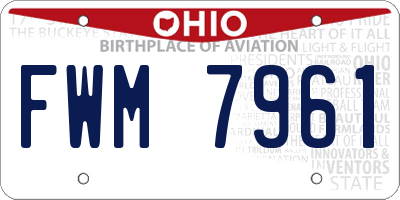 OH license plate FWM7961