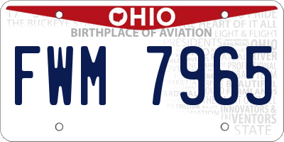 OH license plate FWM7965