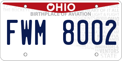OH license plate FWM8002