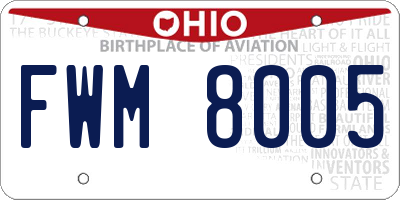 OH license plate FWM8005