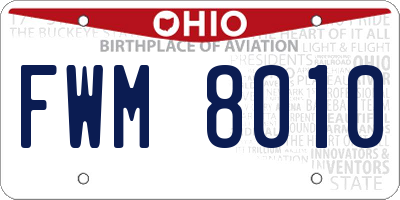 OH license plate FWM8010