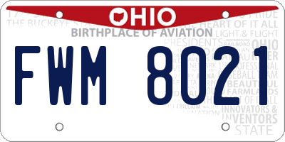 OH license plate FWM8021