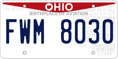 OH license plate FWM8030