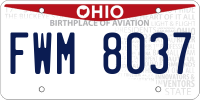OH license plate FWM8037