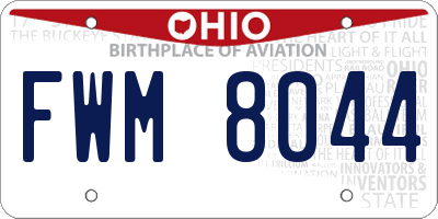 OH license plate FWM8044