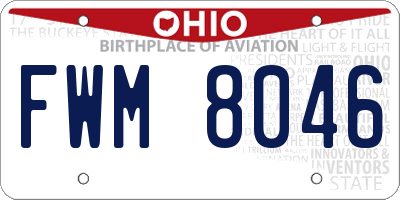 OH license plate FWM8046