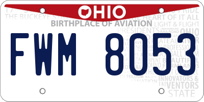 OH license plate FWM8053