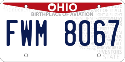 OH license plate FWM8067