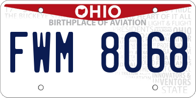 OH license plate FWM8068