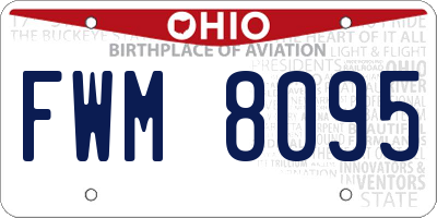 OH license plate FWM8095