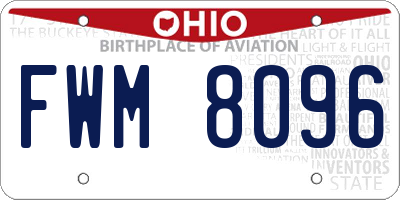 OH license plate FWM8096