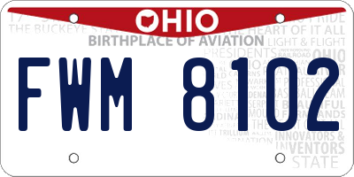 OH license plate FWM8102