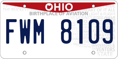 OH license plate FWM8109
