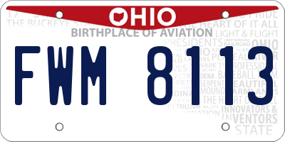 OH license plate FWM8113