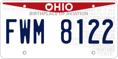 OH license plate FWM8122