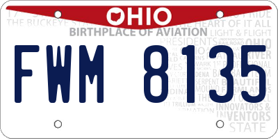 OH license plate FWM8135