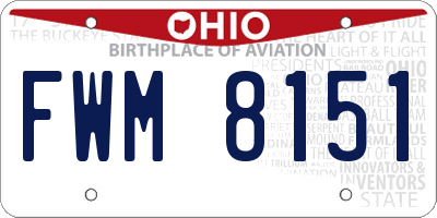 OH license plate FWM8151