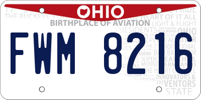 OH license plate FWM8216