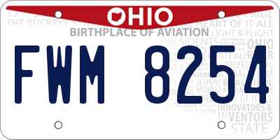 OH license plate FWM8254
