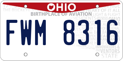 OH license plate FWM8316