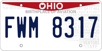 OH license plate FWM8317